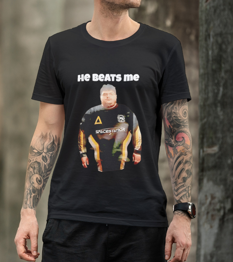 He Beats Me Spacestation Gaming Jersey T-Shirt