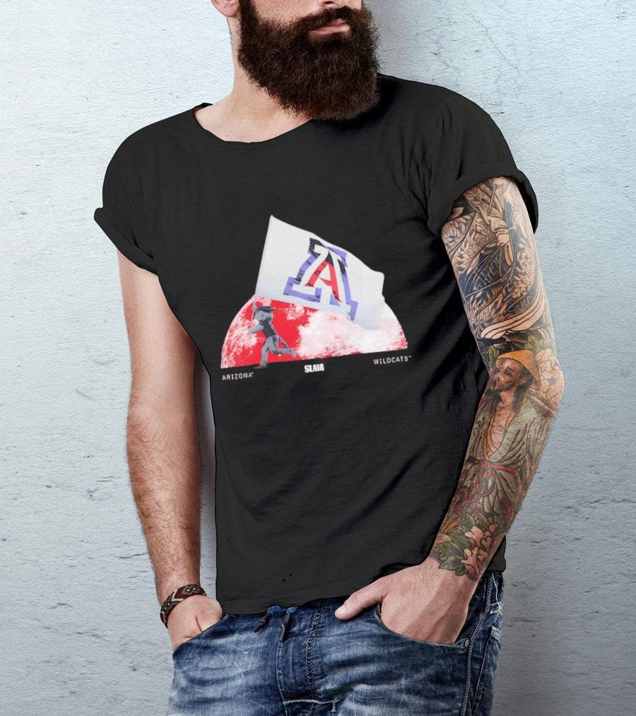Arizona Wildcats Flag On The Moon SLAM Magazine T-Shirt