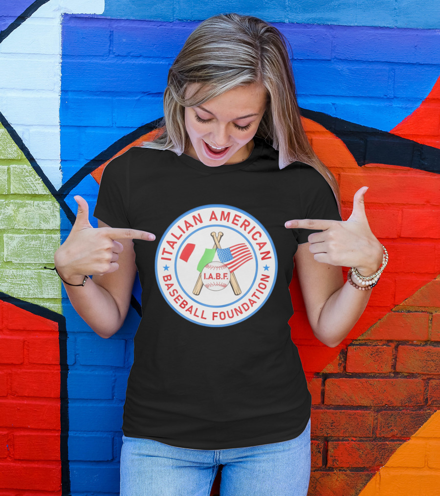 Italian American Baseball Foundation IABF Flags And Crossed Bats T-Shirt