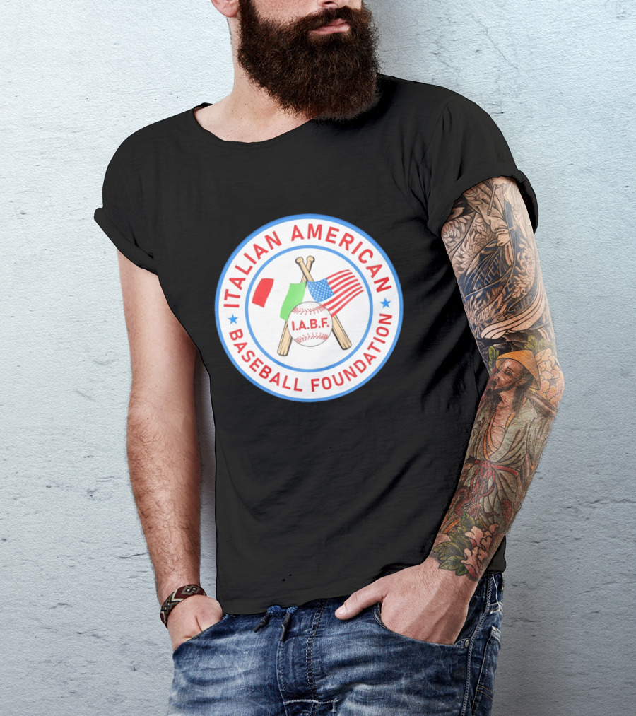 Italian American Baseball Foundation IABF Flags And Crossed Bats T-Shirt