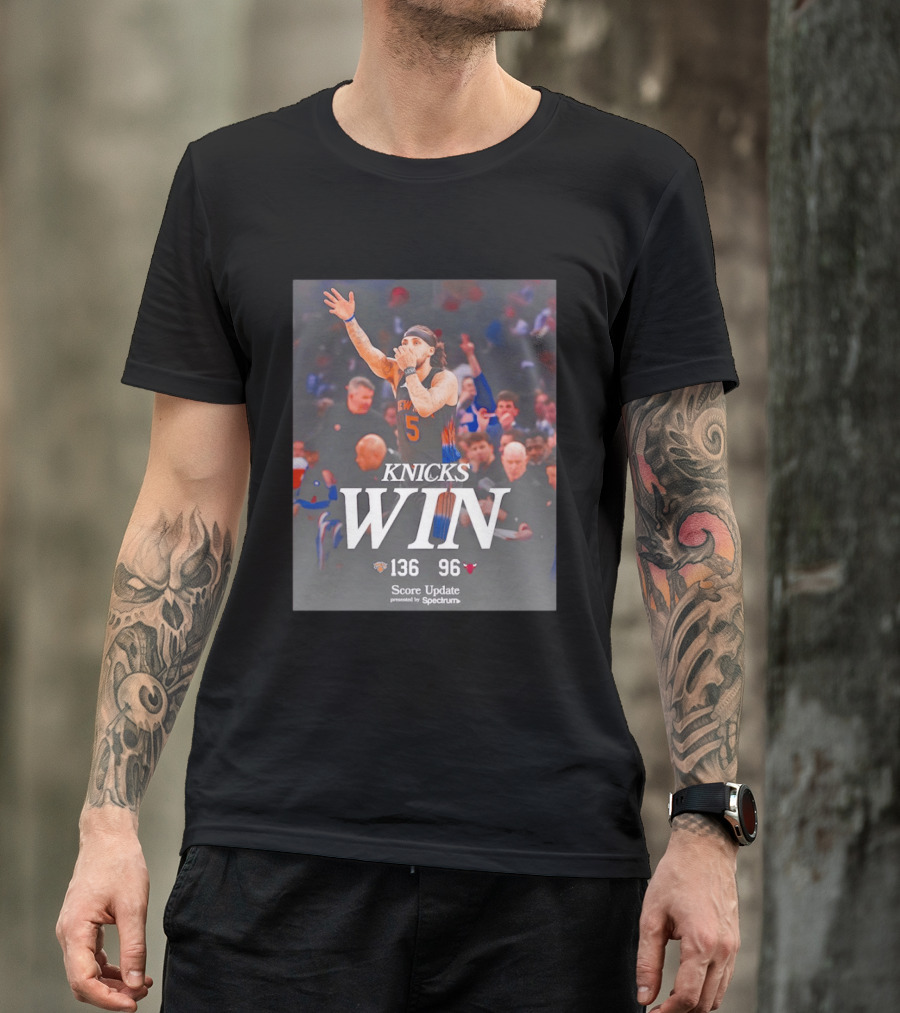 Knicks Win Jalen Brunson Celebration 136 96 Over Chicago Bulls T-Shirt