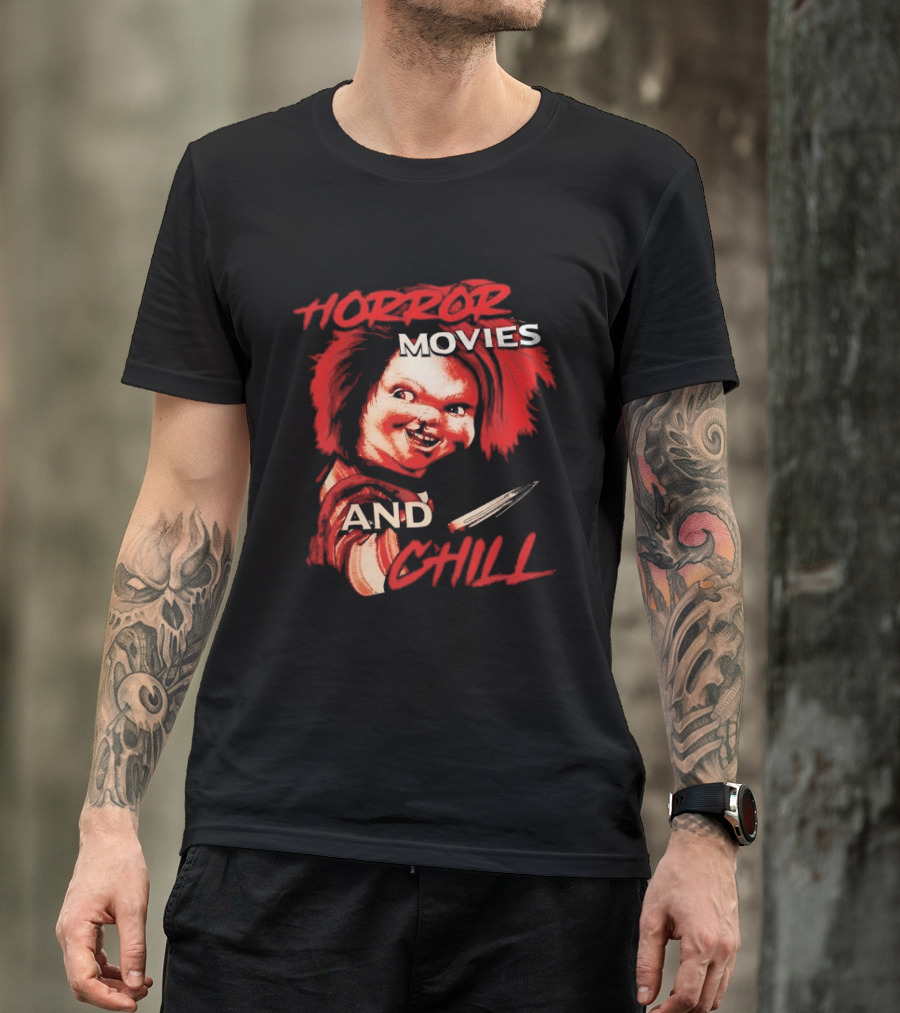 Chucky Horror Movies And Chill Knife Wielding Doll T-Shirt