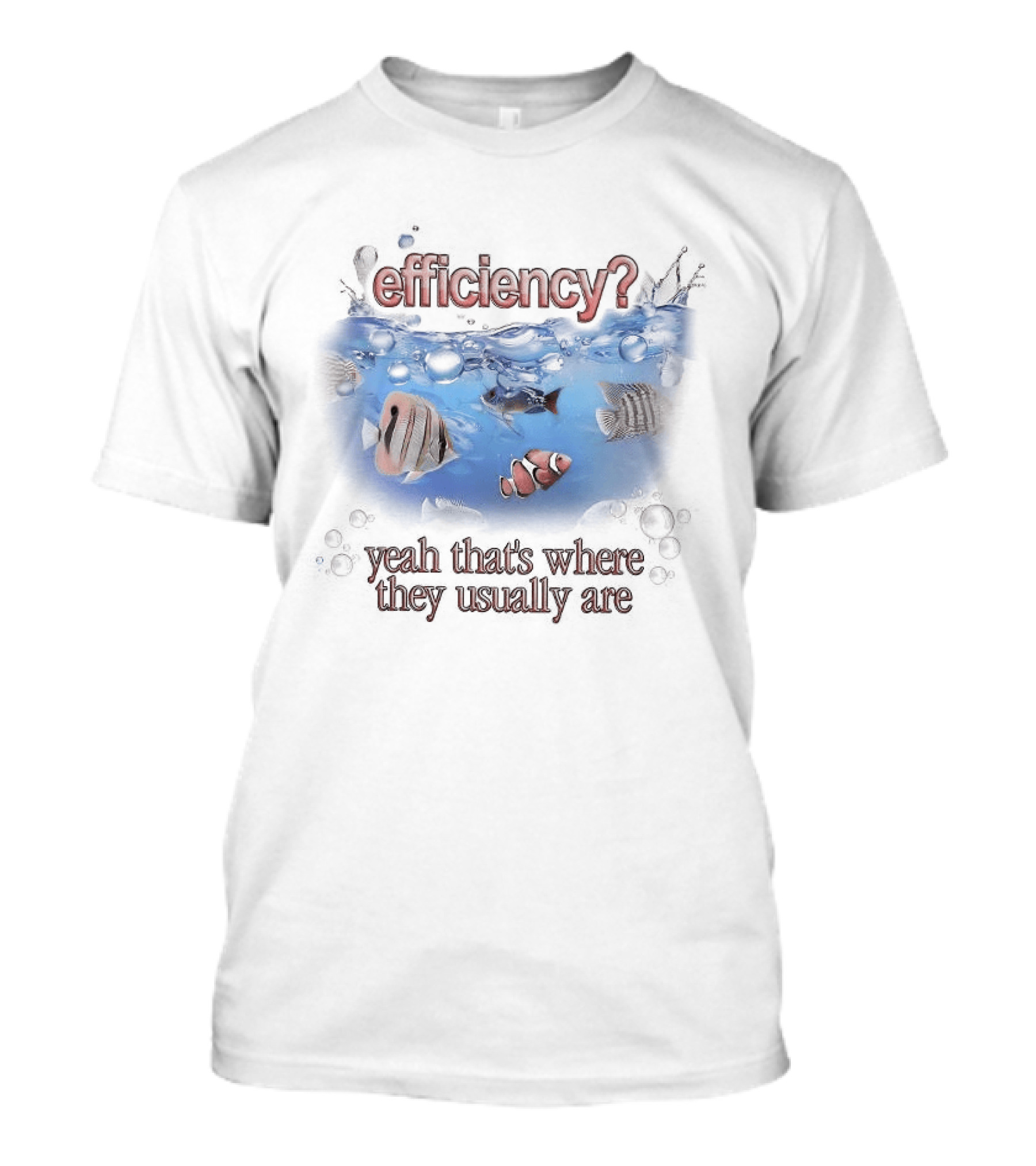 Efficiency Yeah That's Where They Usually Are Fish Pun Clownfish And Angry Fish T-Shirt