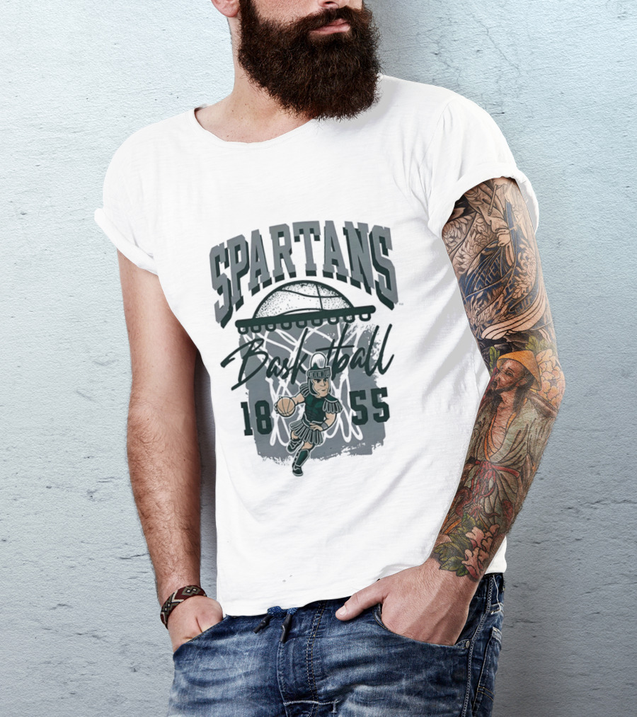 Spartans Basketball 1855 Character Slam Dunk T-Shirt