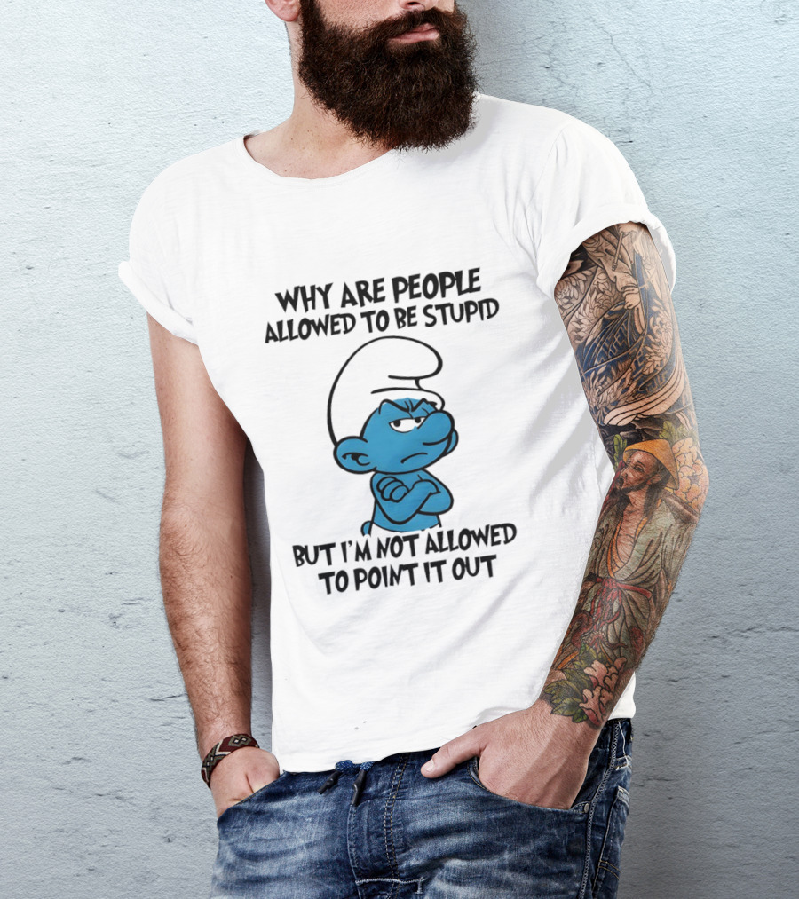 Smurfs Grumpy Character Why Are People Allowed To Be Stupid But I'm Not Allowed To Point It Out T-Shirt