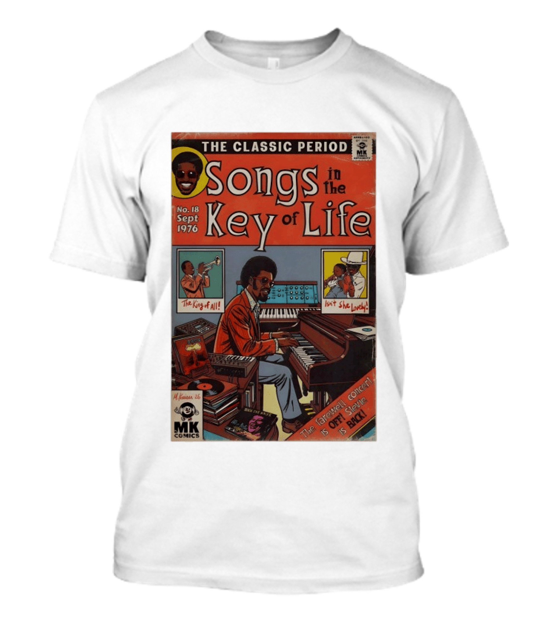 The Classic Period Songs In The Key Of Life Sept 1976 Comic Style Music Legend Iconography T-Shirt