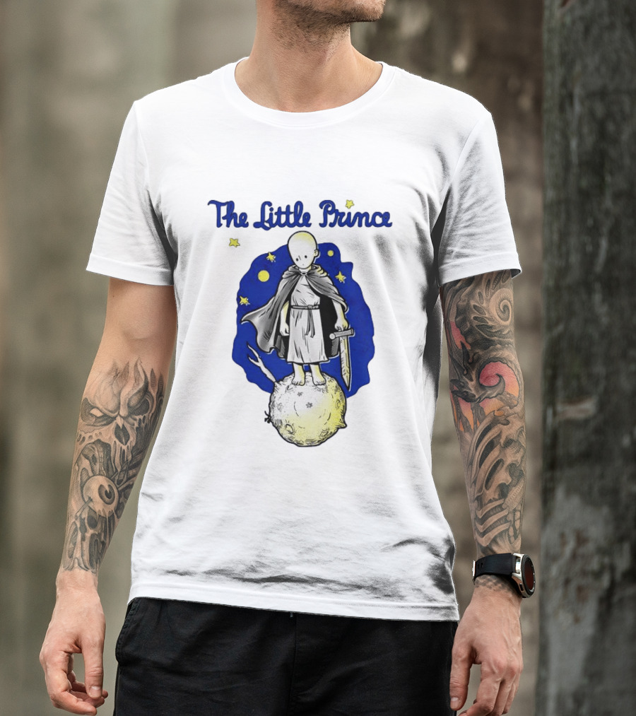 The Little Prince Standing On Asteroid B612 With Stars And Sword T-Shirt