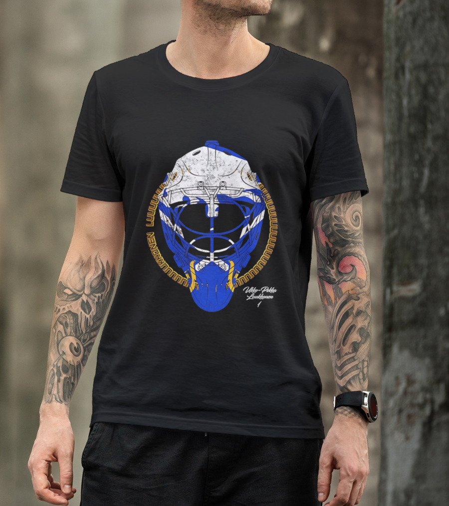 Buffalo Sabres Ukko Pekka Luukkonen Hockey Helmet NHL 2026 T-Shirt