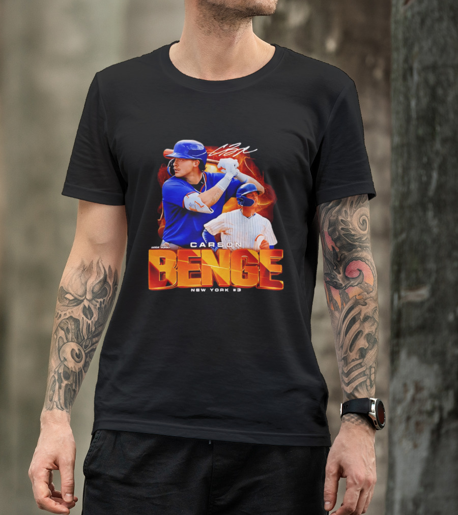 Carson Benge New York Mets NYM Baseball Collage T-Shirt