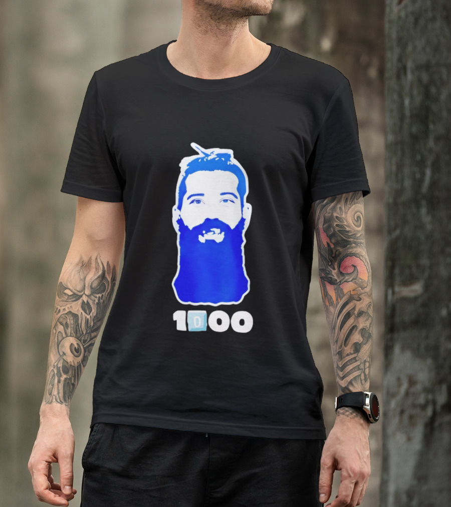 Colorado Avalanche 1000th Milestone Burnzie Blue Beard T-Shirt