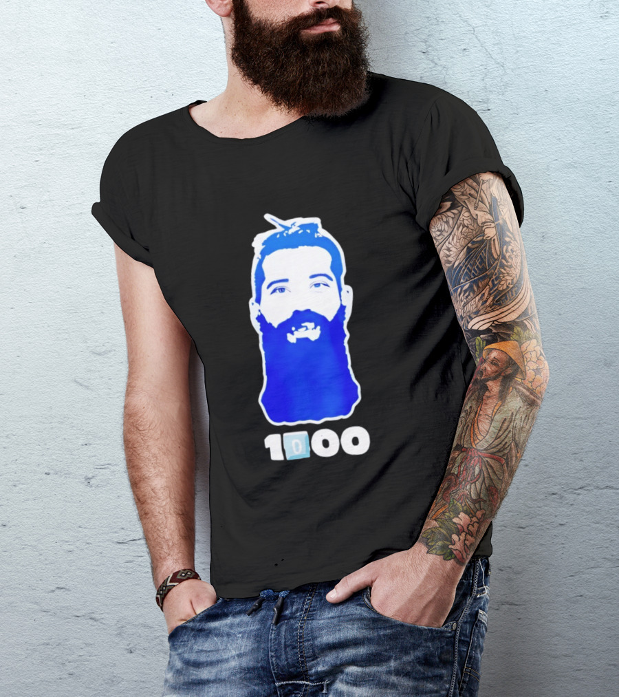 Colorado Avalanche 1000th Milestone Burnzie Blue Beard T-Shirt
