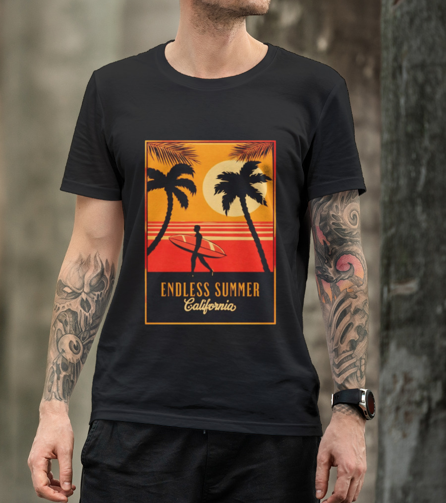 Endless Summer California Sunset Surfer Scene T-Shirt