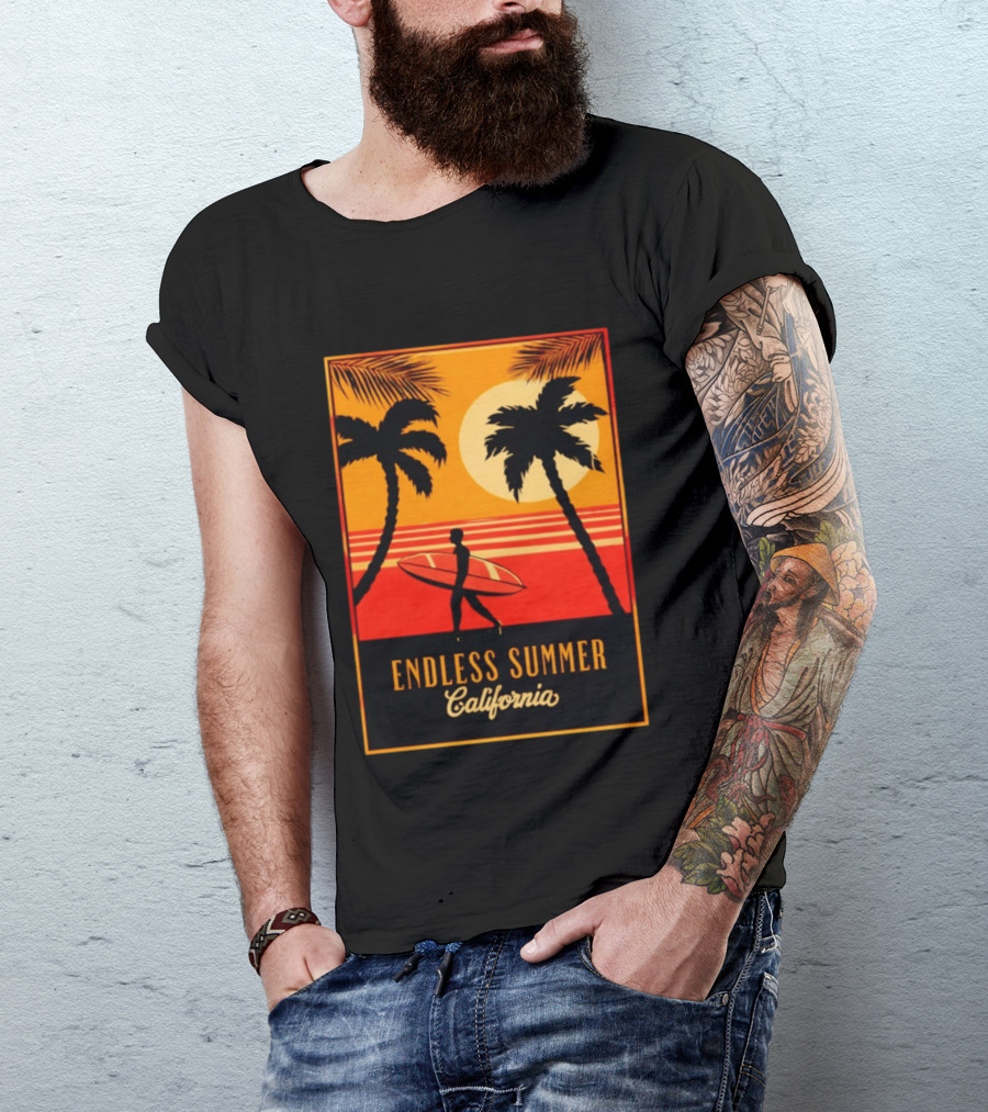 Endless Summer California Sunset Surfer Scene T-Shirt