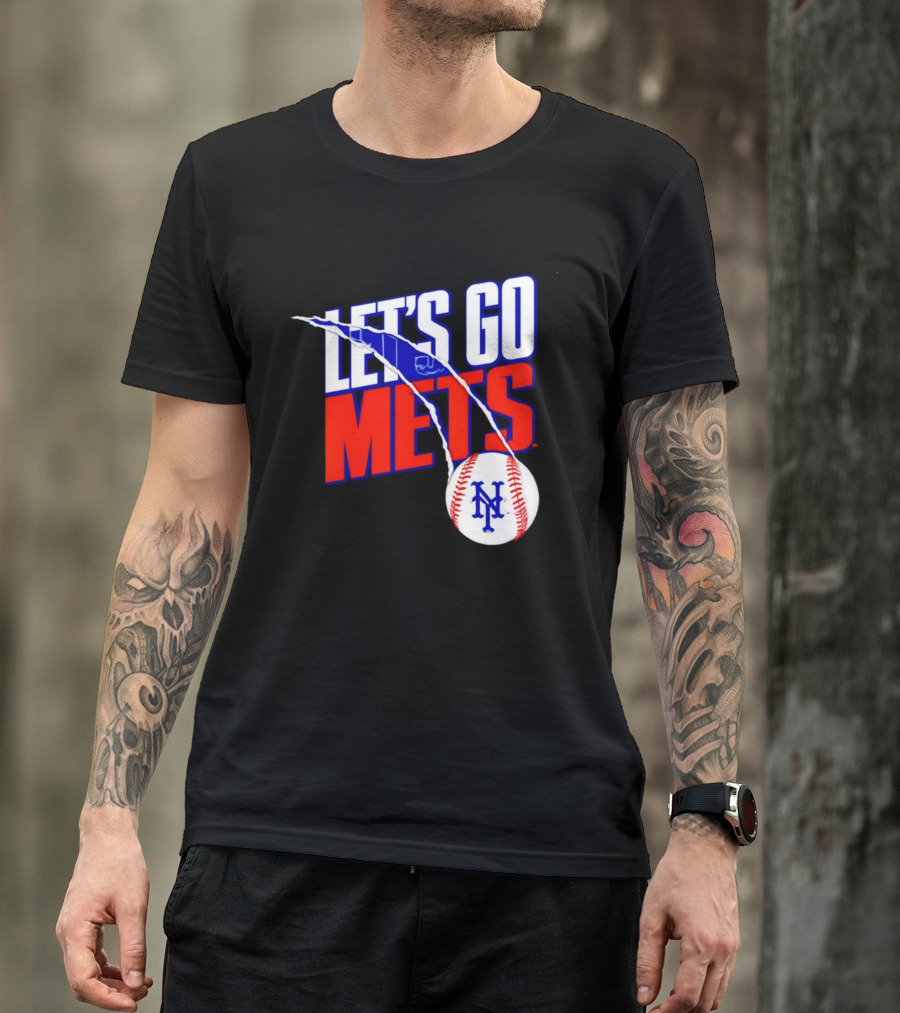 New York Mets Let's Go Mets Baseball Royal Splitter T-Shirt