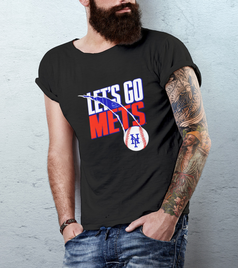 New York Mets Let's Go Mets Baseball Royal Splitter T-Shirt