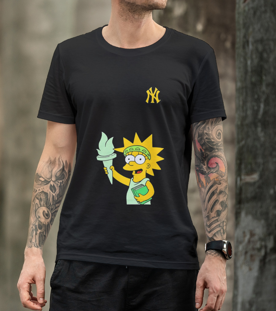 New York Yankees Simpsons Lisa Statue Of Liberty 2026 Iconic Collaboration T-Shirt