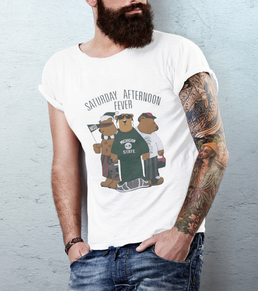 Michigan State Spartans Three Bears Saturday Afternoon Fever MSU T-Shirt
