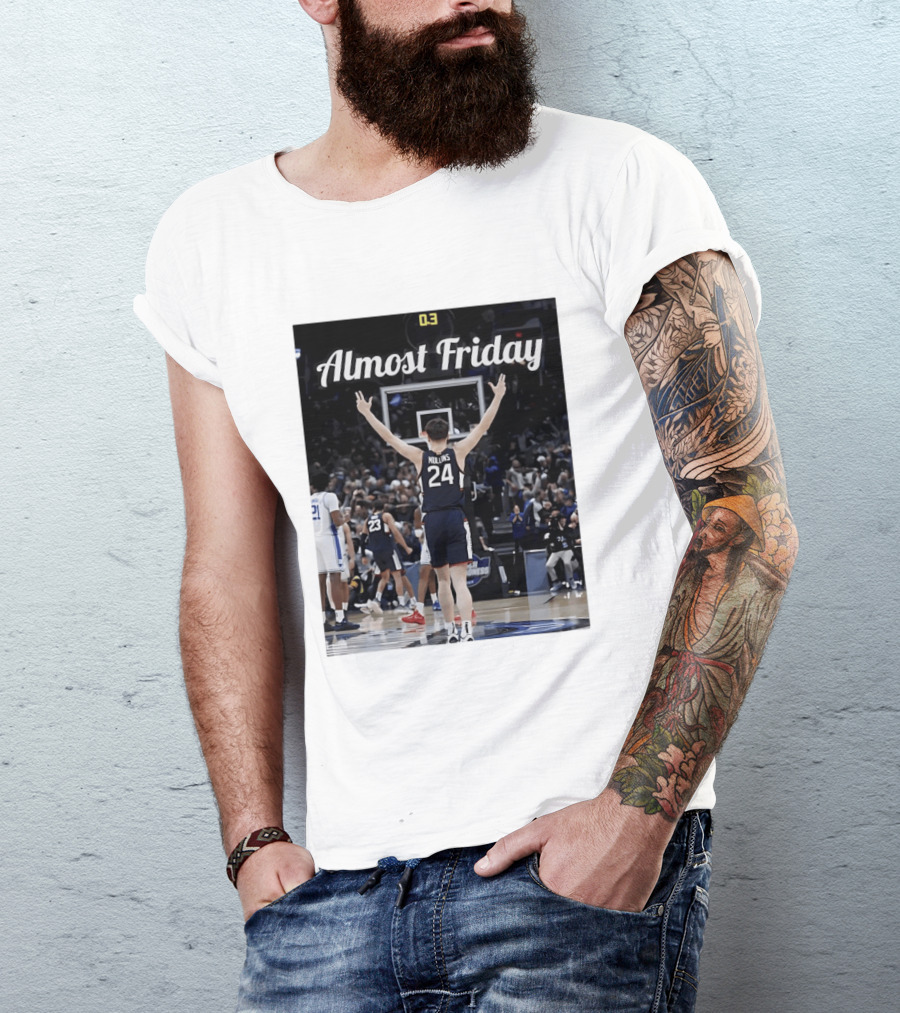 UConn Huskies March Madness Almost Friday Basketball Court Triumph T-Shirt