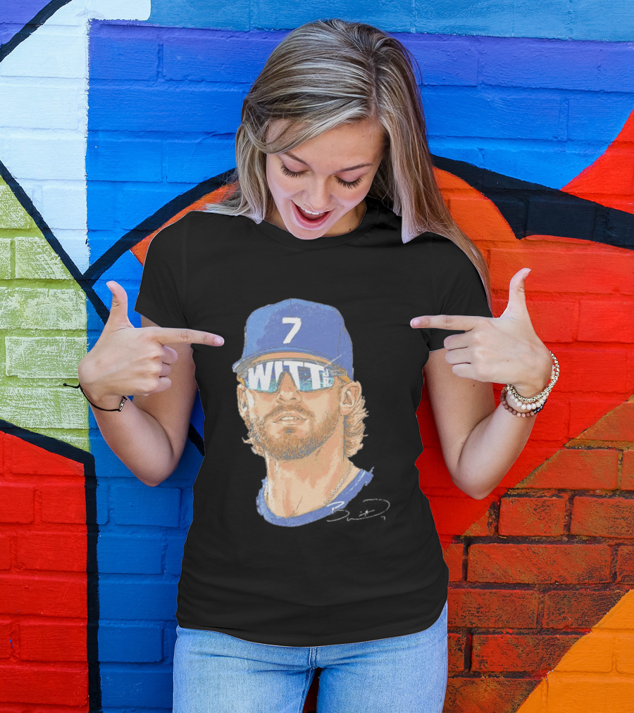 Bobby Witt Jr Kansas City Royals Sunglasses Blue Cap Number 7 T-Shirt