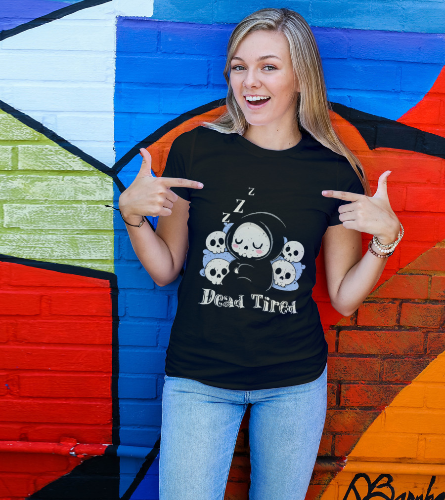 Grim Reaper Sleeping Among Skulls Dead Tired With ZZZ T-Shirt