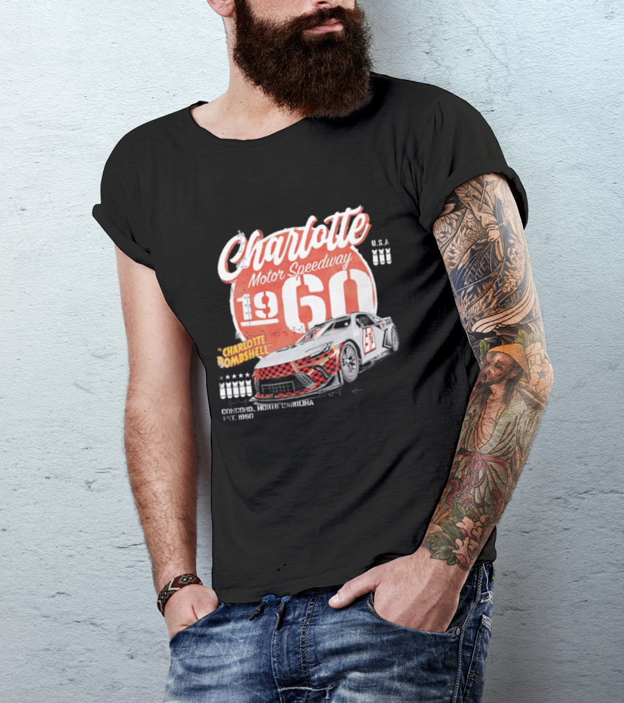 Charlotte Motor Speedway 1960 Bombshell Classic Racing USA T-Shirt