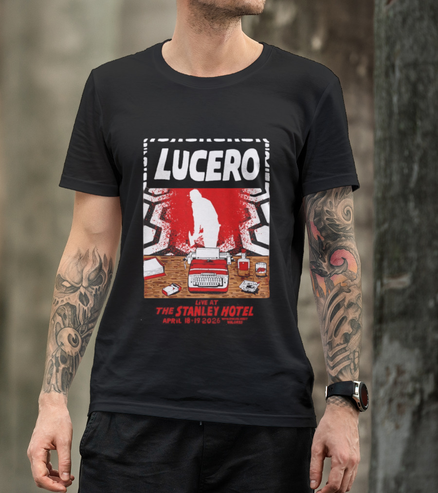 LUCERO Estes Park CO 2026 Red Typewriter Scene T-Shirt