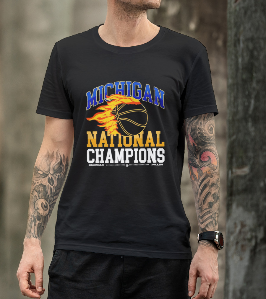 Michigan Basketball National Champions Fireball T-Shirt