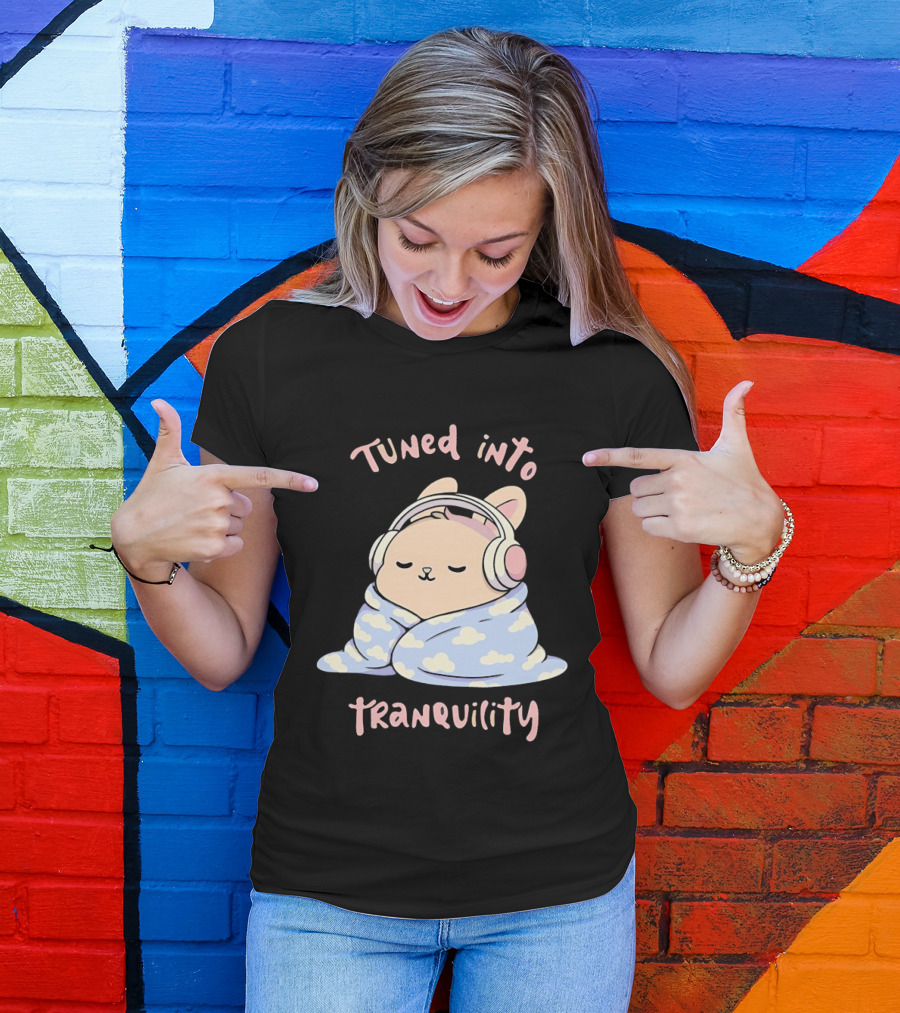 Tuned Into Tranquility Chill Bunny With Headphones T-Shirt