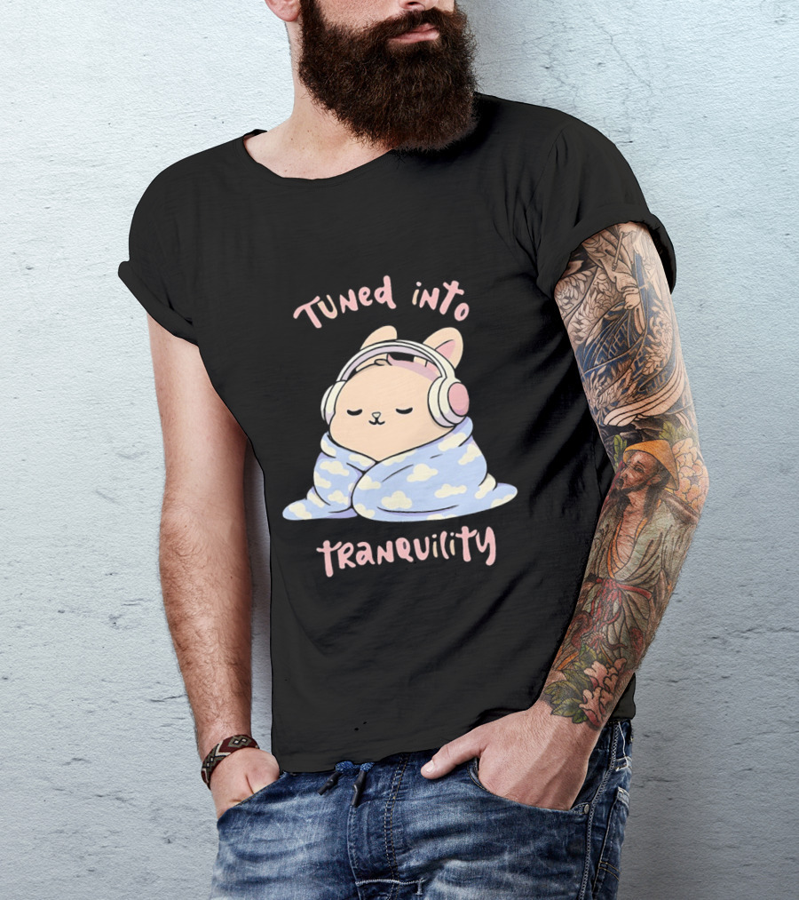 Tuned Into Tranquility Chill Bunny With Headphones T-Shirt