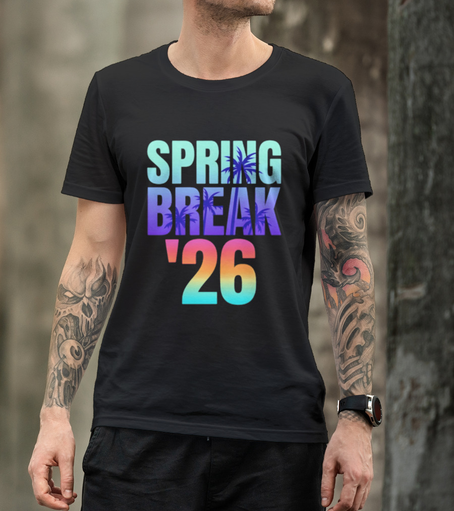 Spring Break '26 Sunset Palm Trees Ocean Vibes T-Shirt