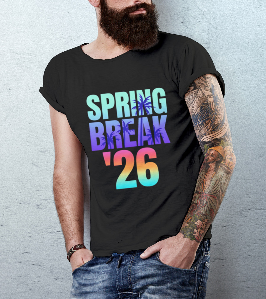 Spring Break '26 Sunset Palm Trees Ocean Vibes T-Shirt