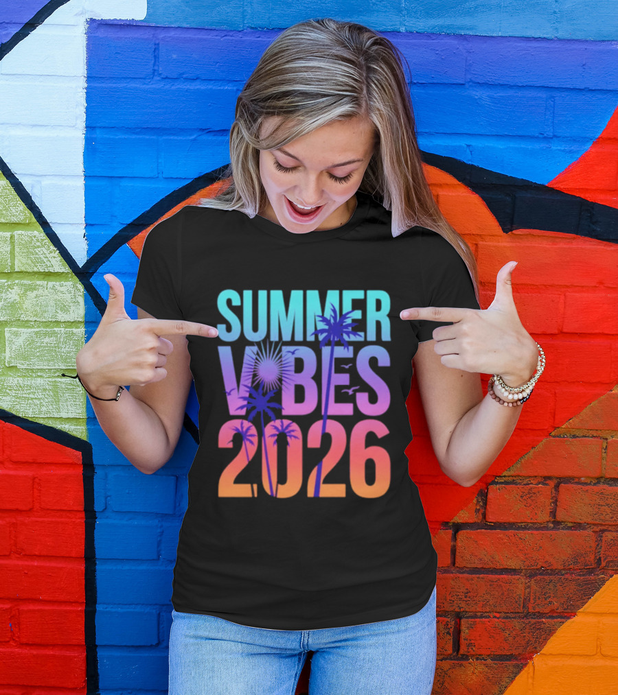 Summer Vibes 2026 Sunset Palm Trees And Tropical T-Shirt