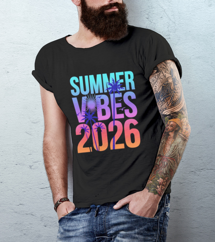 Summer Vibes 2026 Sunset Palm Trees And Tropical T-Shirt