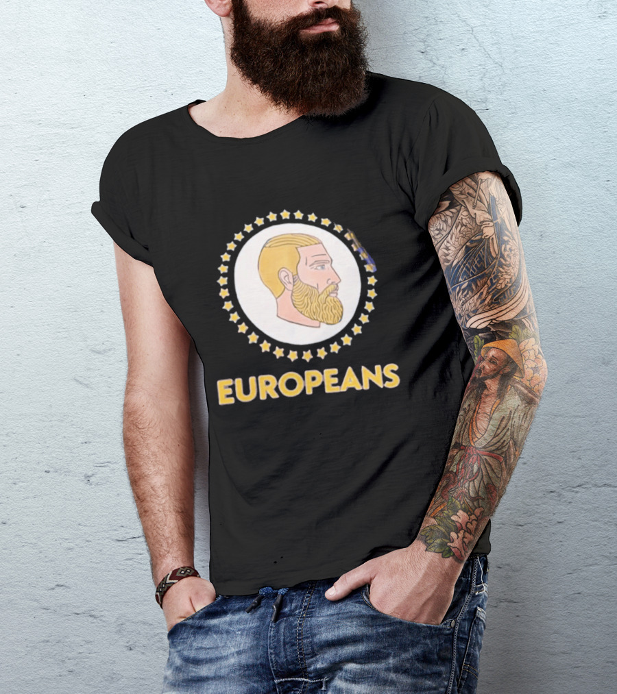 Yes Chad Europeans Stars Circle Beard T-Shirt