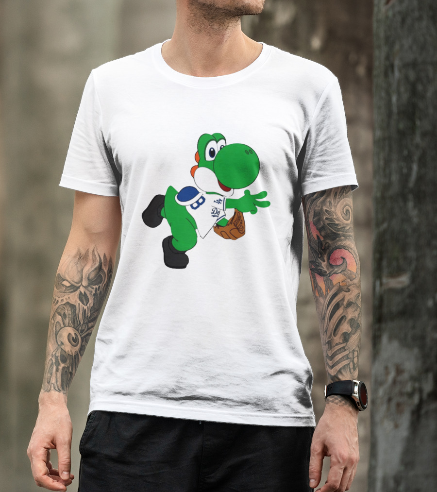 Los Angeles Dodgers Green Dinosaur Cartoon Character Toddler Staple T-Shirt