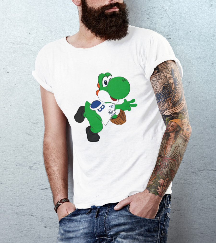 Los Angeles Dodgers Green Dinosaur Cartoon Character Toddler Staple T-Shirt