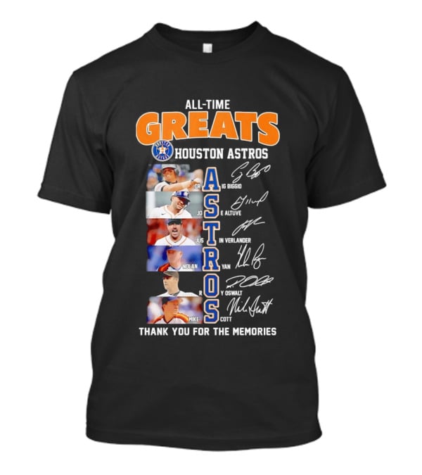 All Time Greats Houston Astros Names Signatures Thank You For The Memories T-Shirt