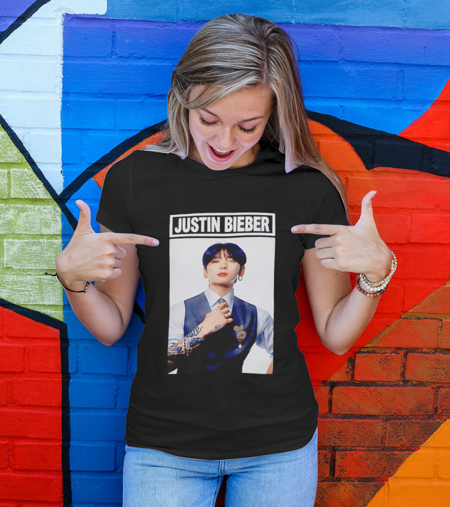 Justin Bieber Jungkook Wearing Suit Tattoo T-Shirt