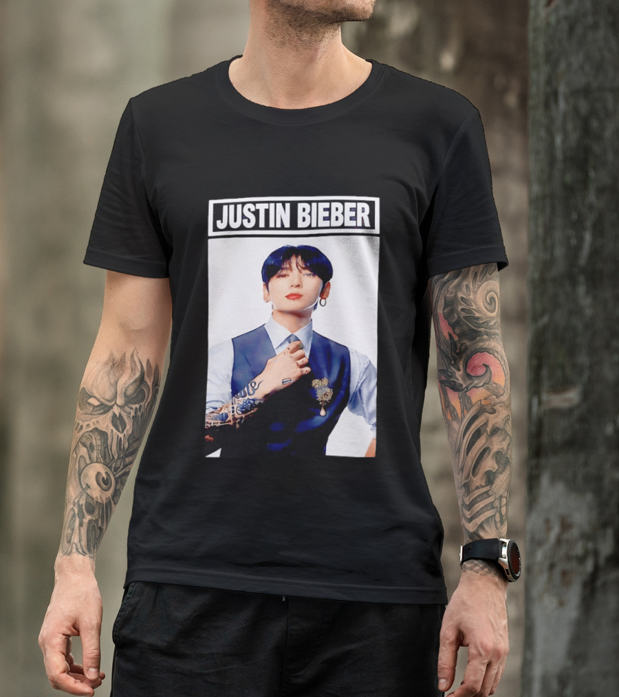 Justin Bieber Jungkook Wearing Suit Tattoo T-Shirt