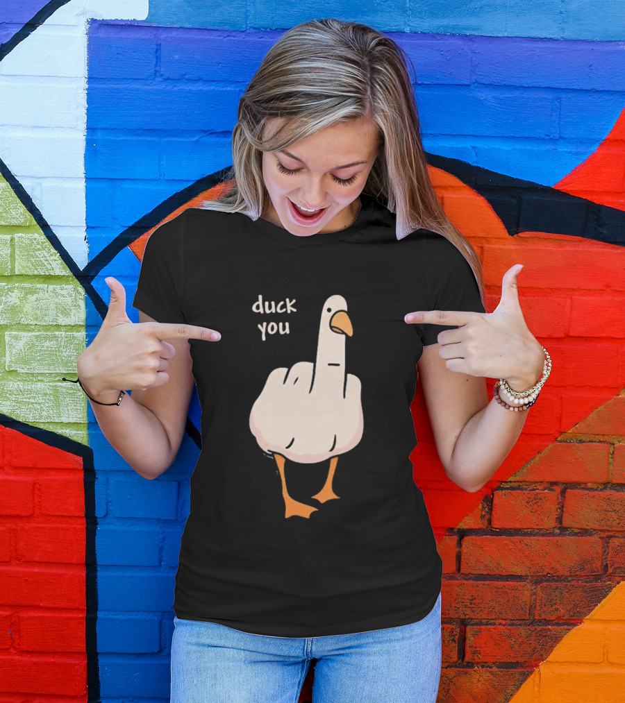 Duck You Middle Finger Duck Cartoon T-Shirt