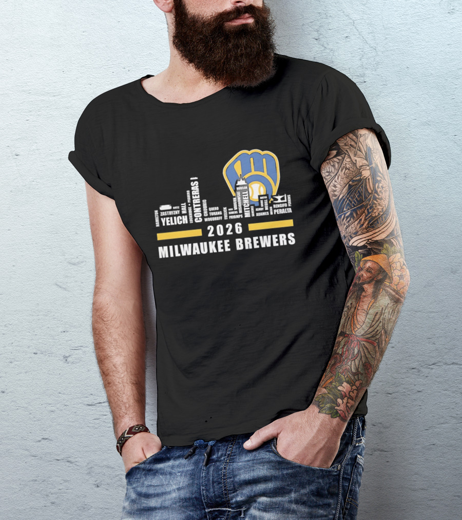 Milwaukee Brewers 2026 City Skyline Yelich Baseball Team Players T-Shirt