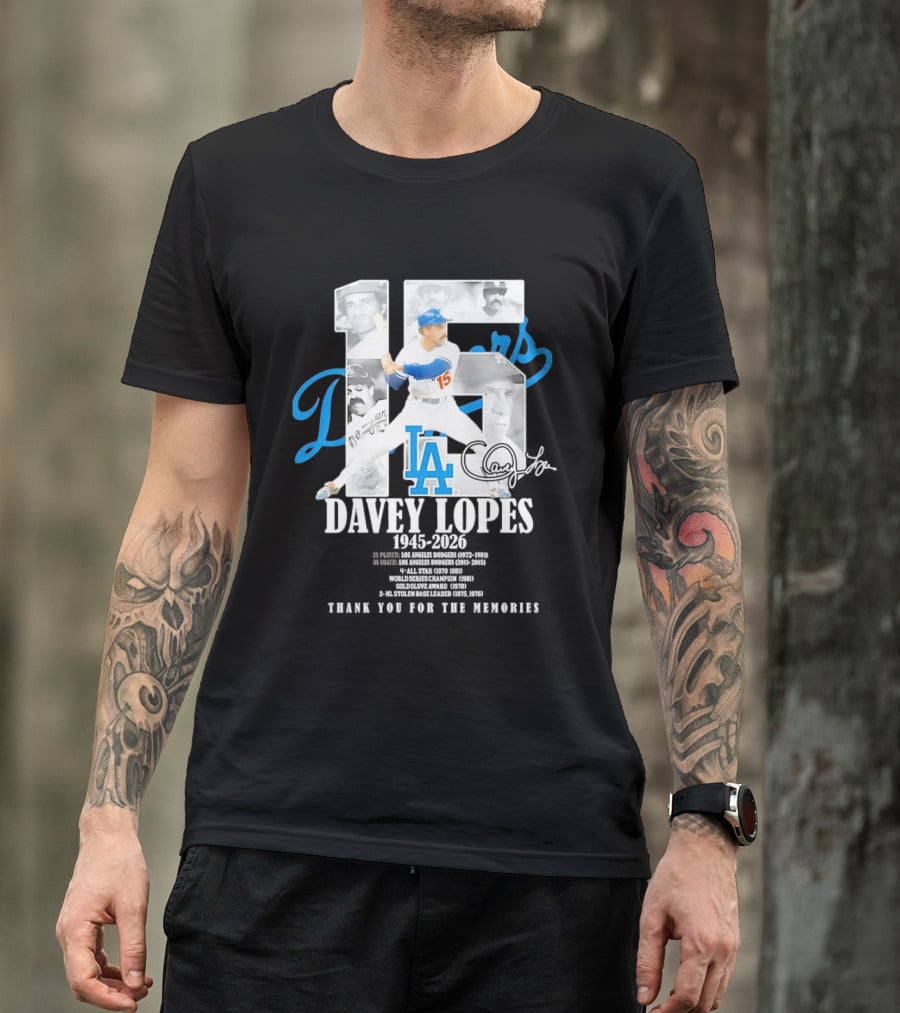 Davey Lopes Los Angeles Dodgers 15 1945 2026 Thank You White Blue T-Shirt