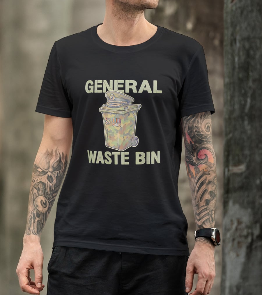 General Waste Bin Camo Trash Hat Medals T-Shirt