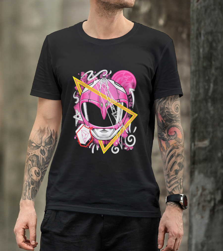 Mighty Morphin Power Rangers Pink Ranger Helmet Iconography T-Shirt