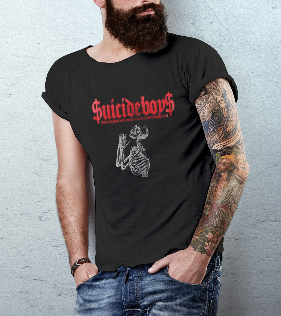 SuicideBoyS Grey Day Tour Skeleton The Number You Have Dialed Is Not In Service I Want To Die In New Orleans T-Shirt