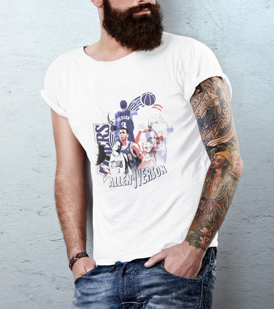 Allen Iverson Philadelphia 76ers Number 3 Basketball T-Shirt