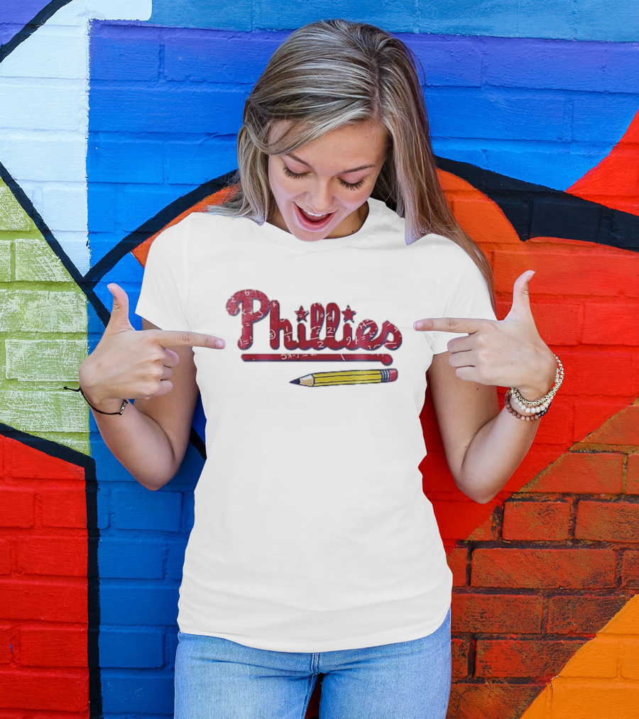 Philadelphia Phillies Teacher Appreciation Pencil And Numbers T-Shirt