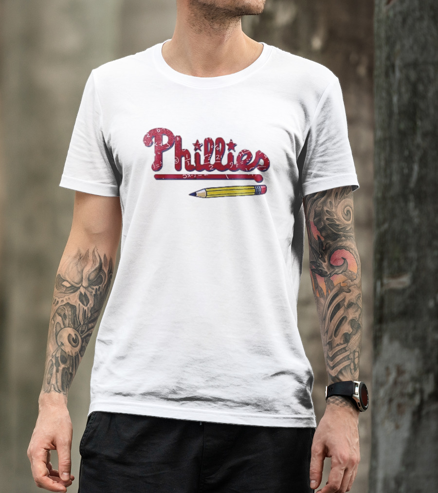 Philadelphia Phillies Teacher Appreciation Pencil And Numbers T-Shirt