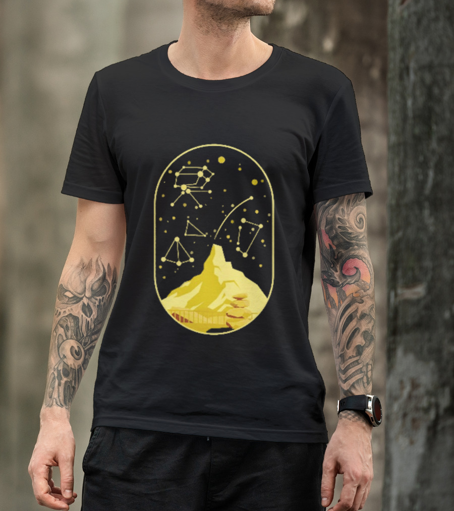Cairn Minimalist Mountain Constellation Starry Sky T-Shirt