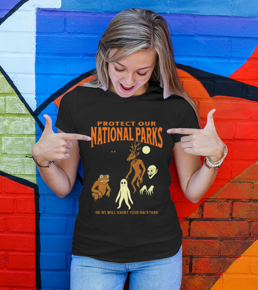 Protect Our National Parks Or We Will Haunt Your Backyard Deer Frog Ghost Skulls T-Shirt